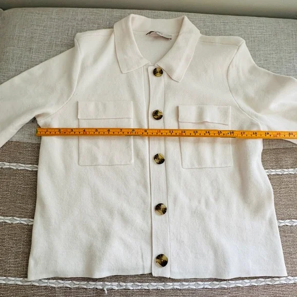 LOFT Off-White Lady Jacket Sweater with Button Detail - Picture 6 of 8